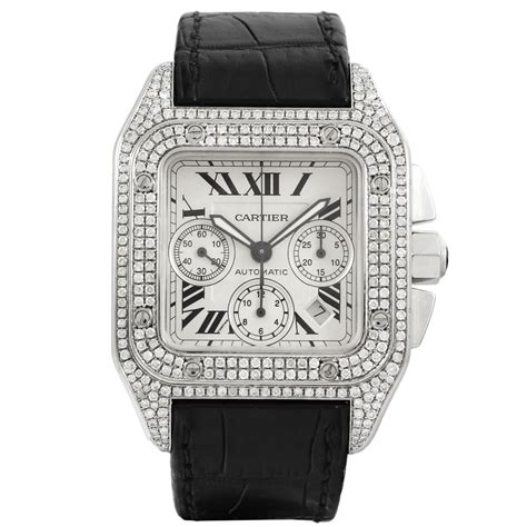 cartier santos 100 xl diamond new|cartier santos diamond watch price.